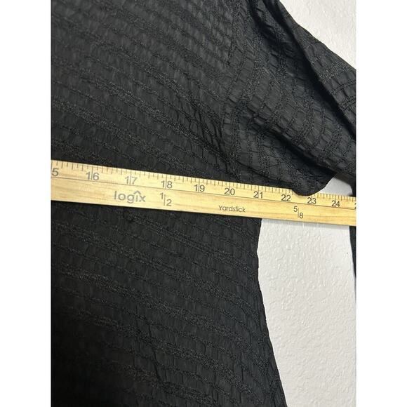 Dress To Kill Women’s One Size Black Tunic Top 3/4 Sleeve 100% Cotton Textured - Picture 3 of 9